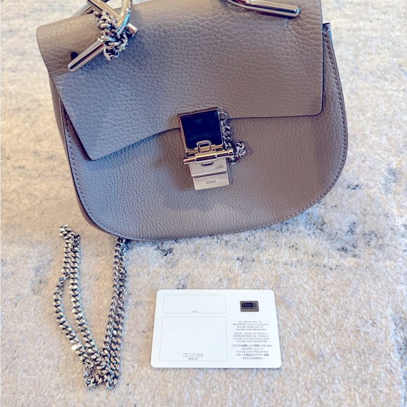 Chloe Grained Lambskin Drew Shoulder Gray Bag - Picture 10 of 10